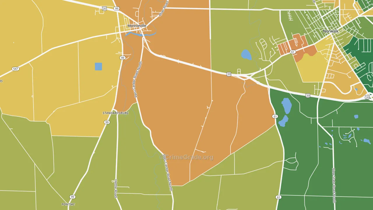 Standardsburg, OH Map of Theft Rates
