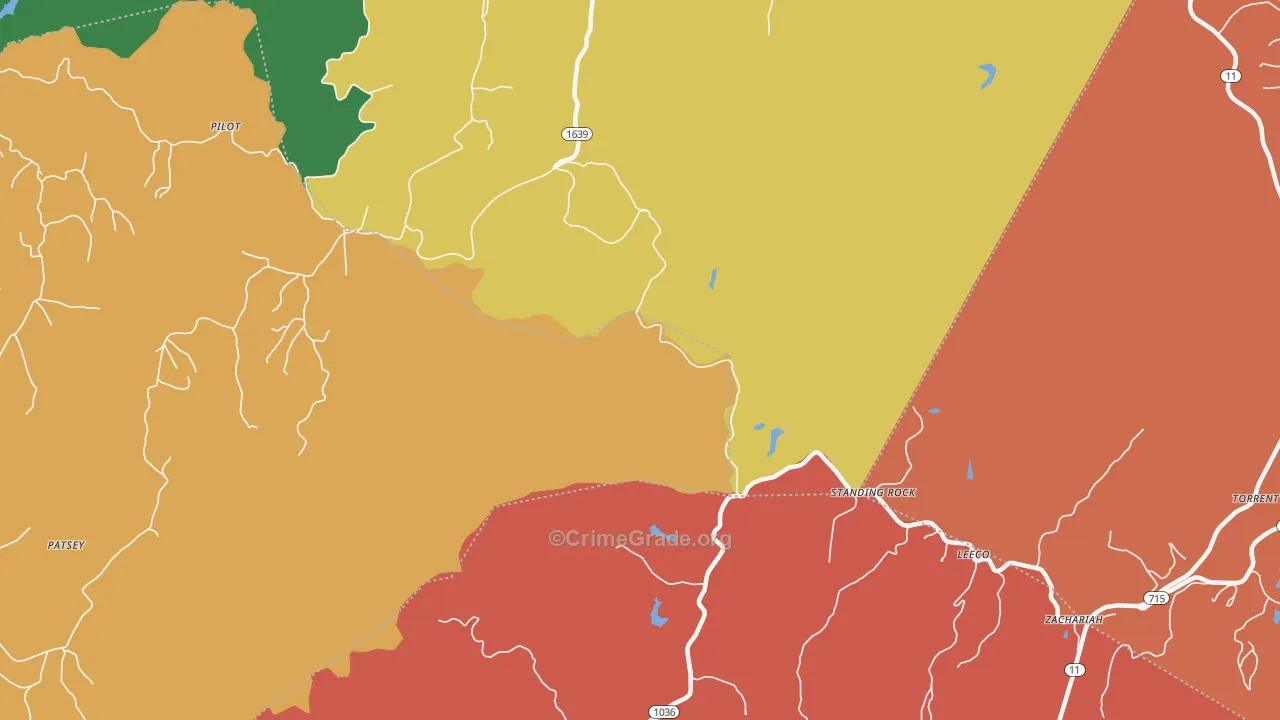 Standing Rock, KY Map of Theft Rates