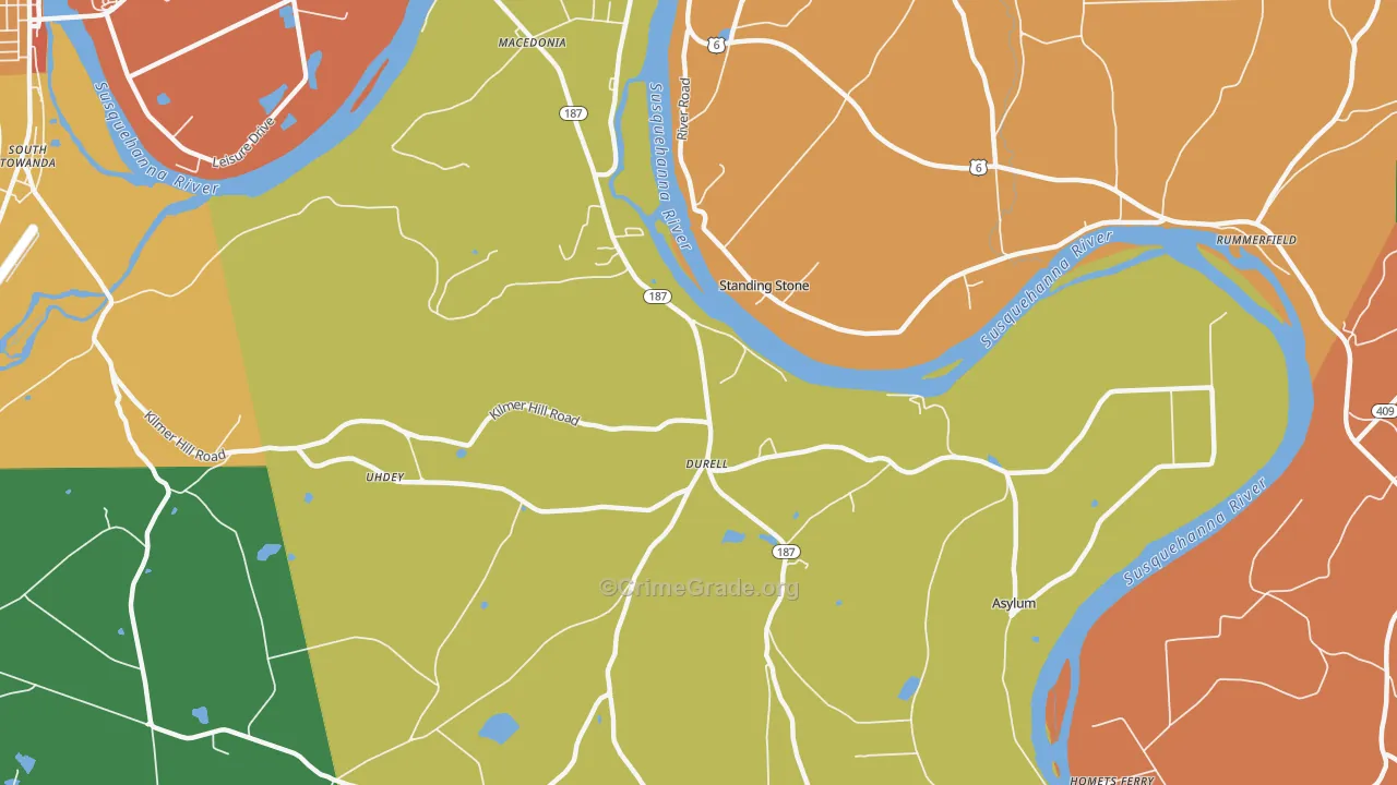 Standing Stone, PA Map of Theft Rates