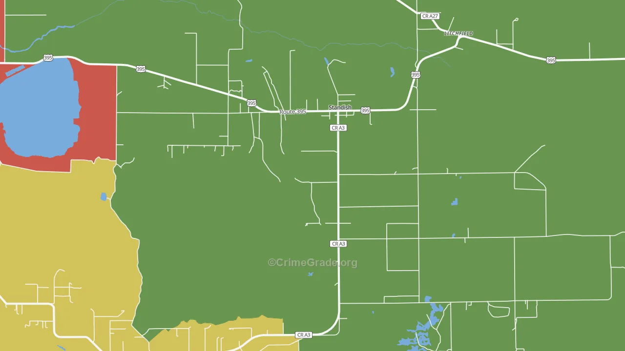 Standish, CA Map of Theft Rates