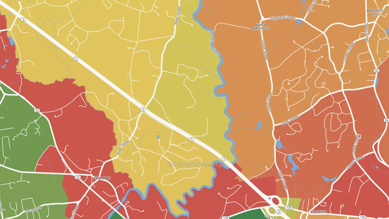 Standish, MA Map of Theft Rates