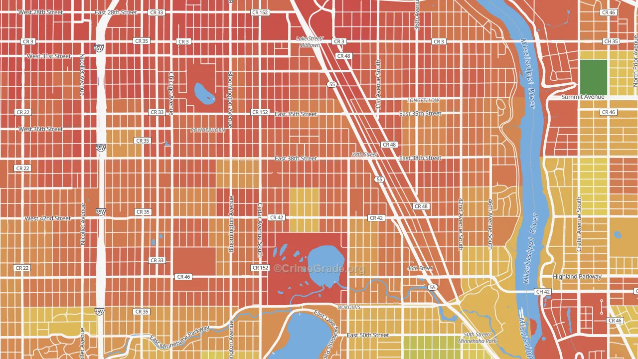Standish, Minneapolis, MN Map of Theft Rates
