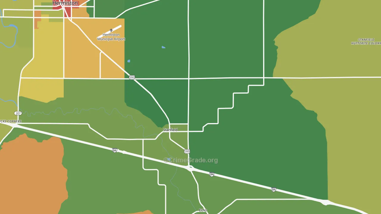 Stanfield, OR Map of Theft Rates