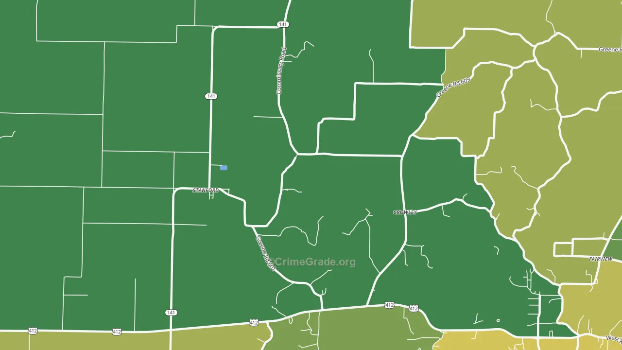 Stanford, AR Map of Theft Rates