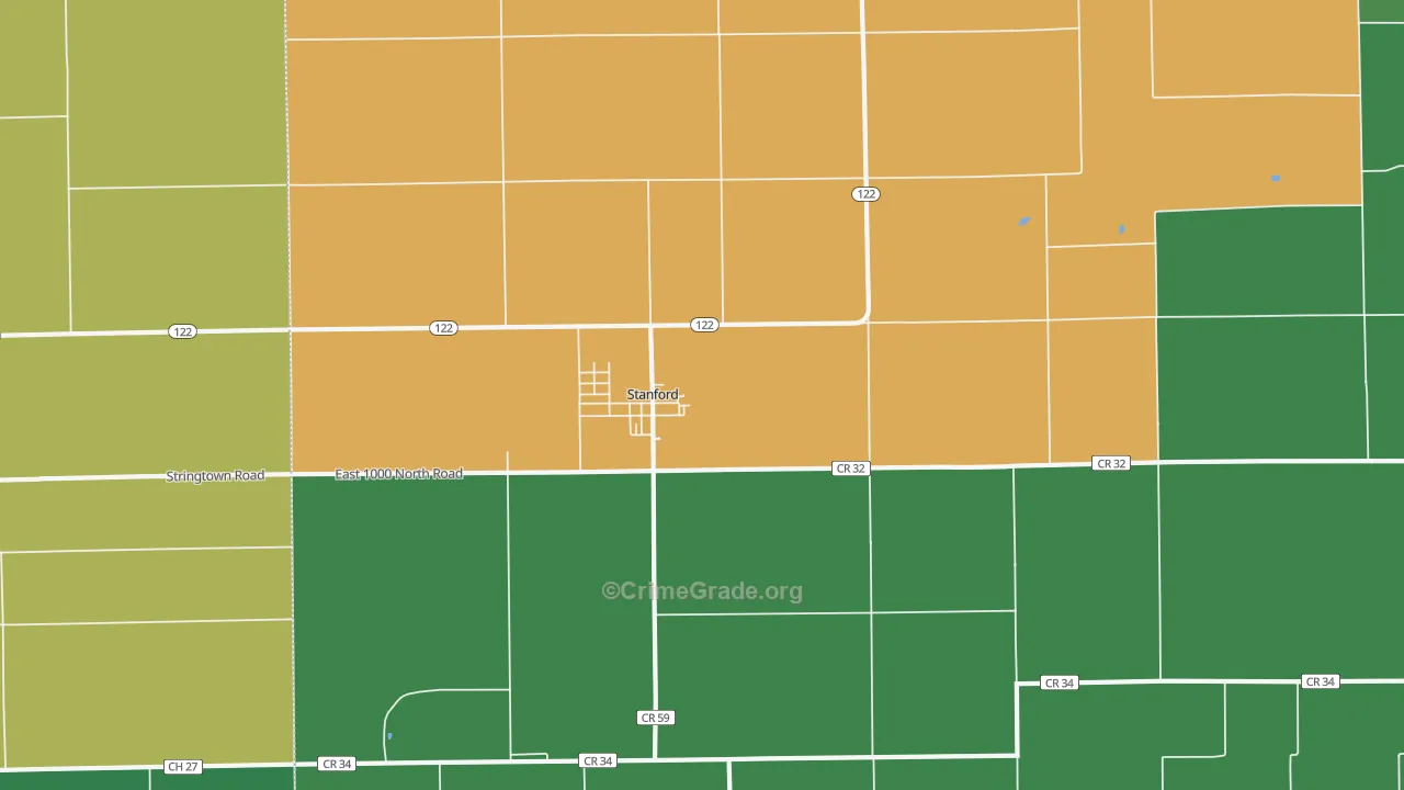 Stanford, IL Map of Theft Rates