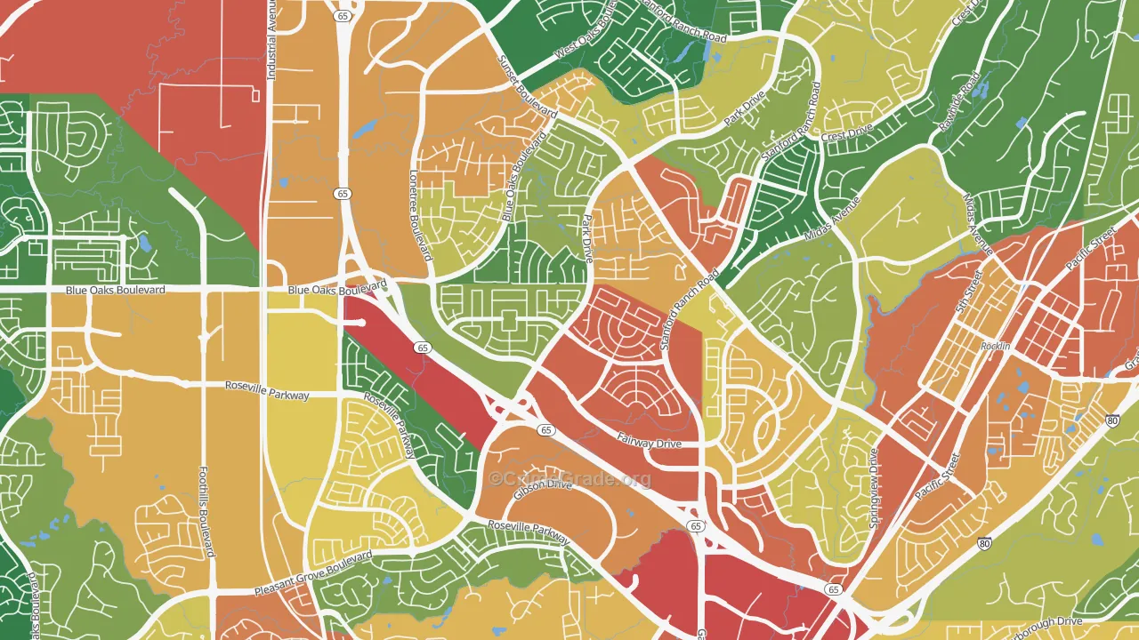 Stanford, Roseville, CA Map of Theft Rates