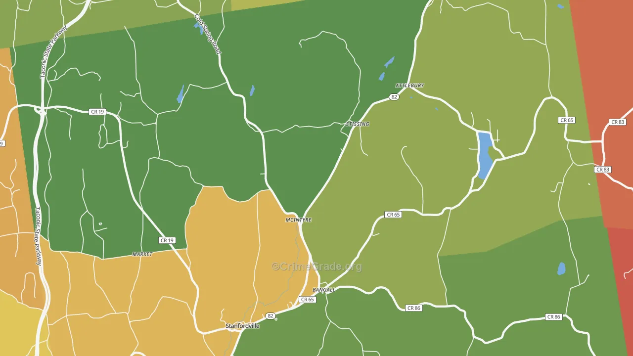 Stanfordville, NY Map of Theft Rates