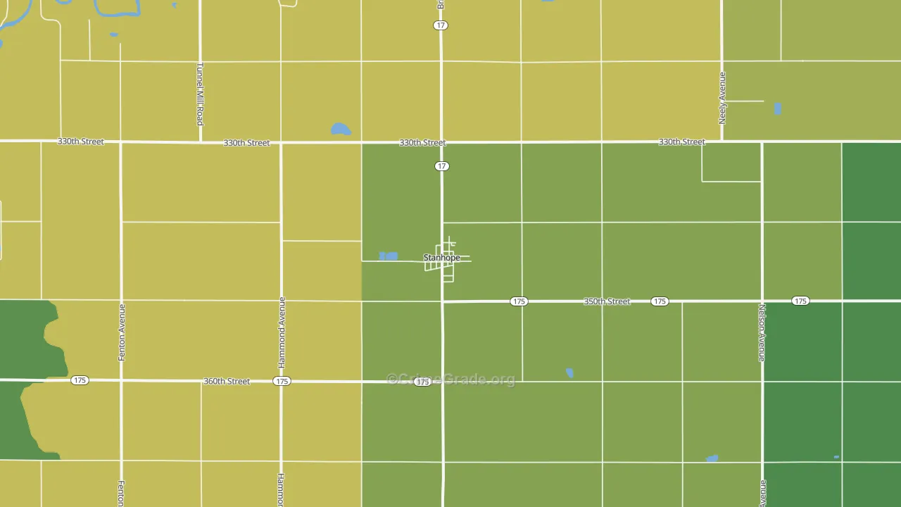 Stanhope, IA Map of Theft Rates