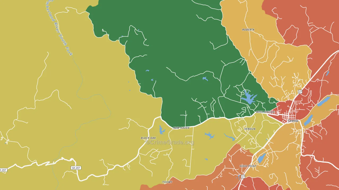 Stanley Junction, TN Map of Theft Rates