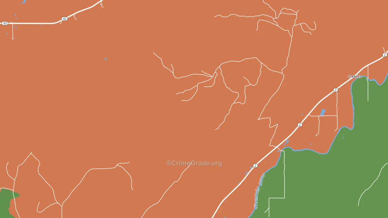 Stanley, OK Map of Theft Rates