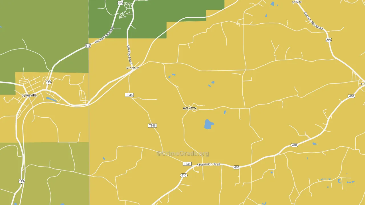 Stanley, PA Map of Theft Rates