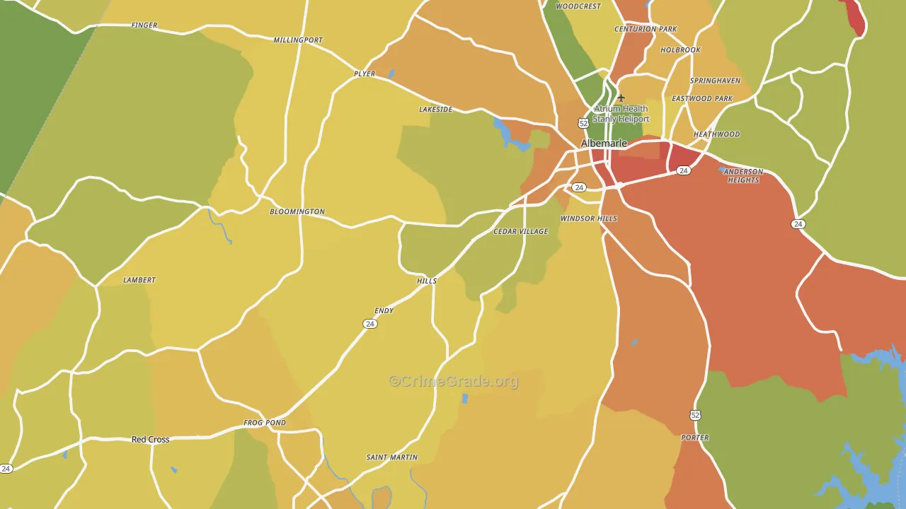 Stanly County, NC Map of Theft Rates