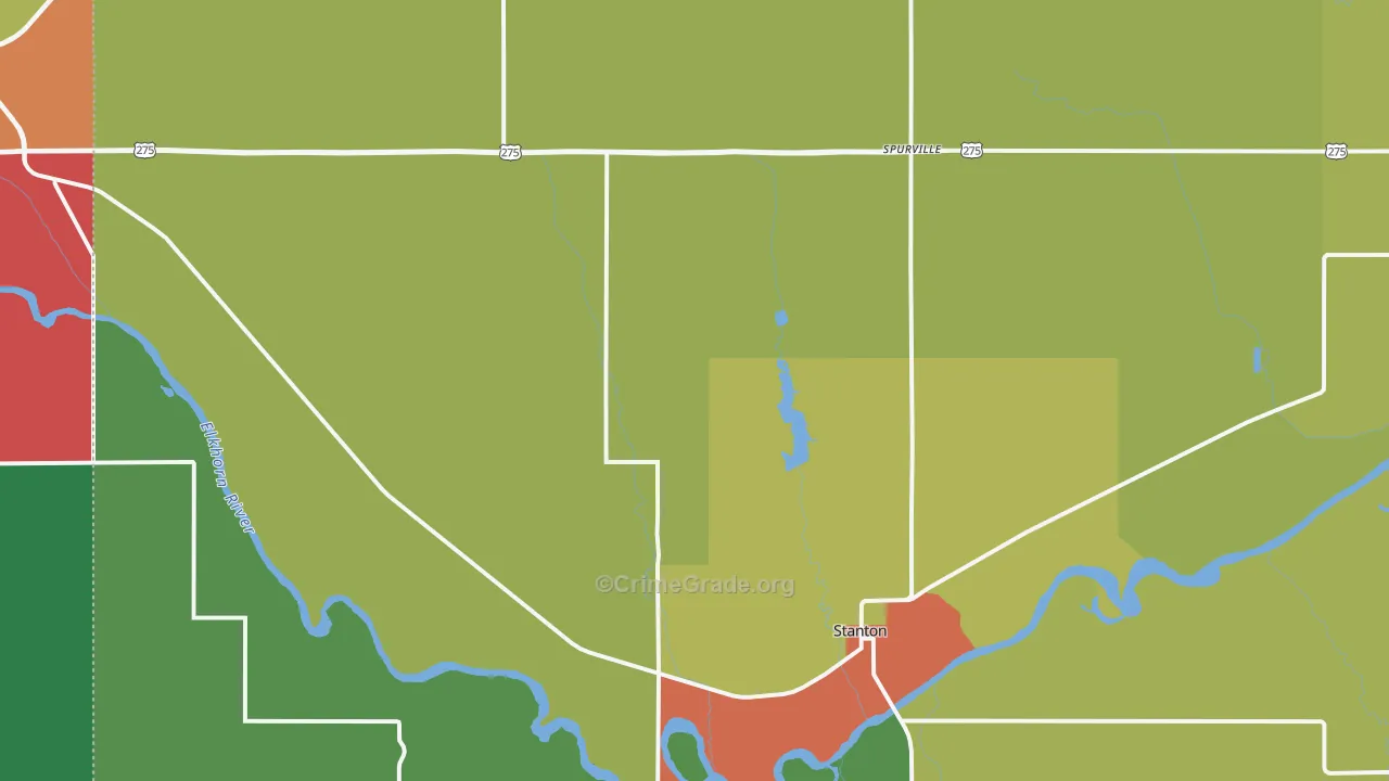 Stanton County, NE Map of Theft Rates