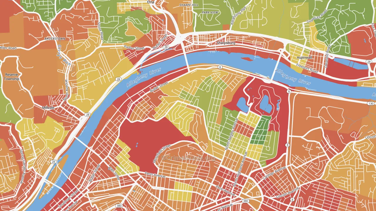 Stanton Heights, Pittsburgh, PA Map of Theft Rates