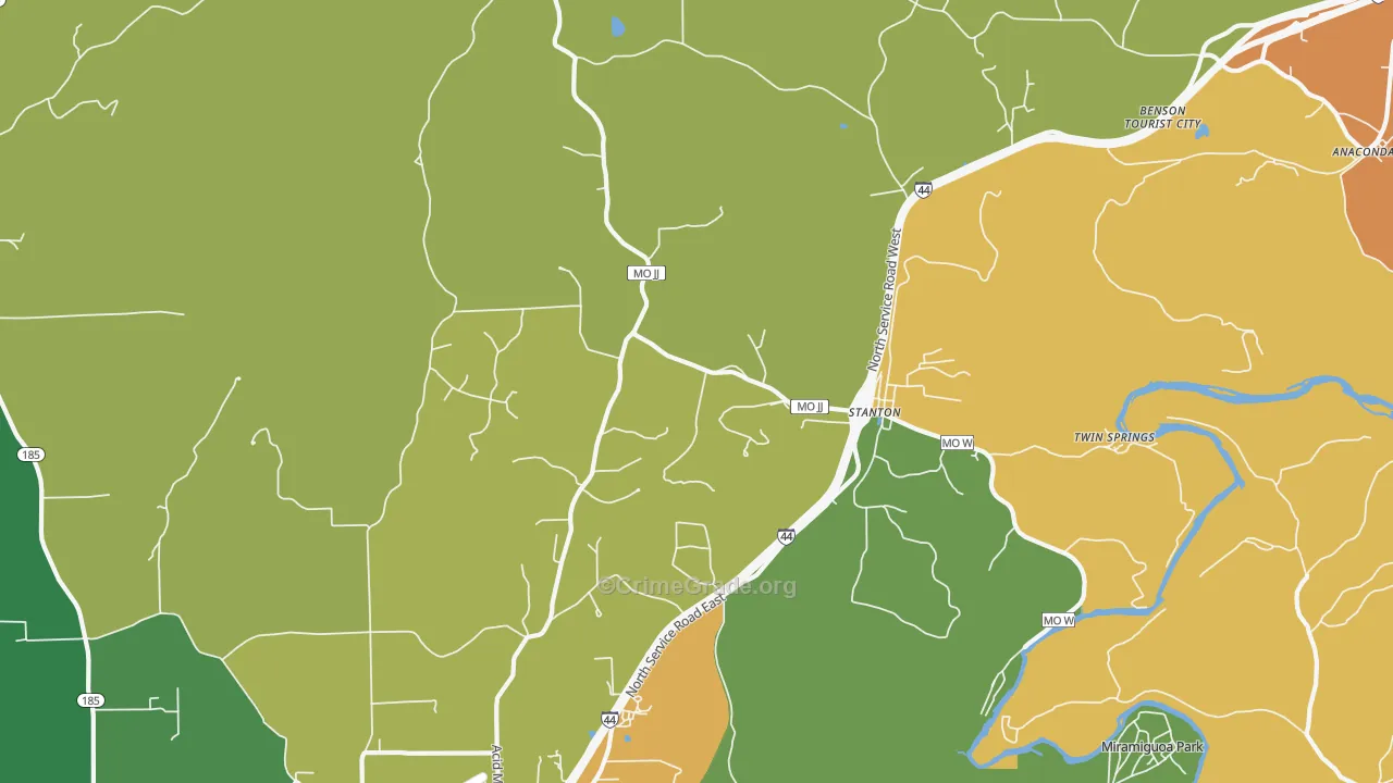 Stanton, MO Map of Theft Rates