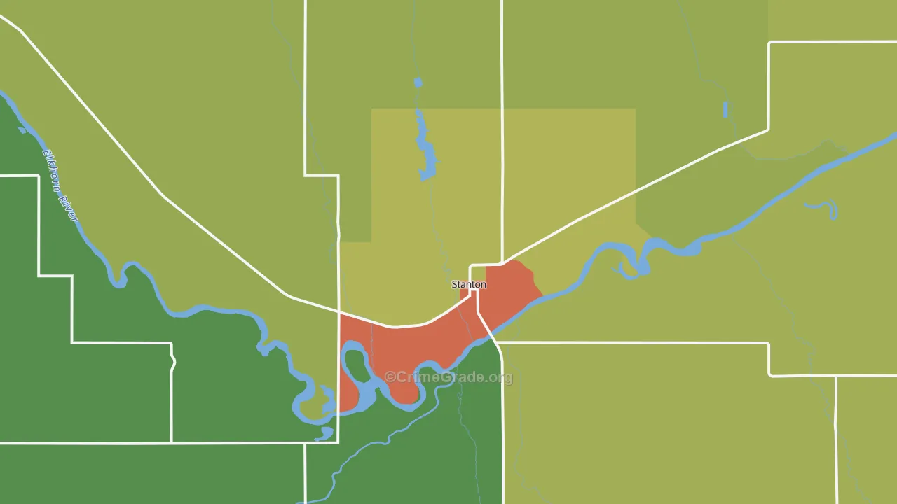 Stanton, NE Map of Theft Rates