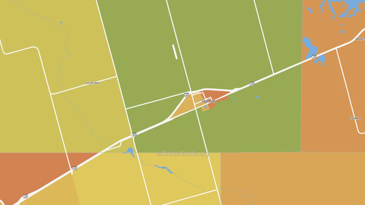 Stanton, TX Map of Theft Rates