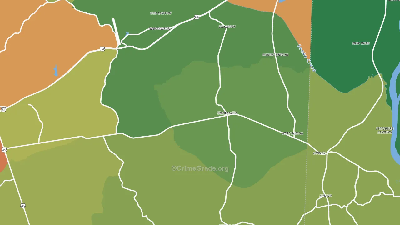 Stantonville, TN Map of Theft Rates