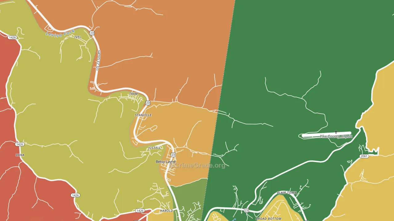 Stanville, KY Map of Theft Rates