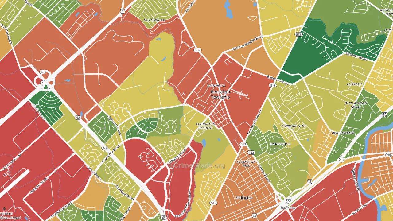 Stanwood, Bensalem, PA Map of Theft Rates