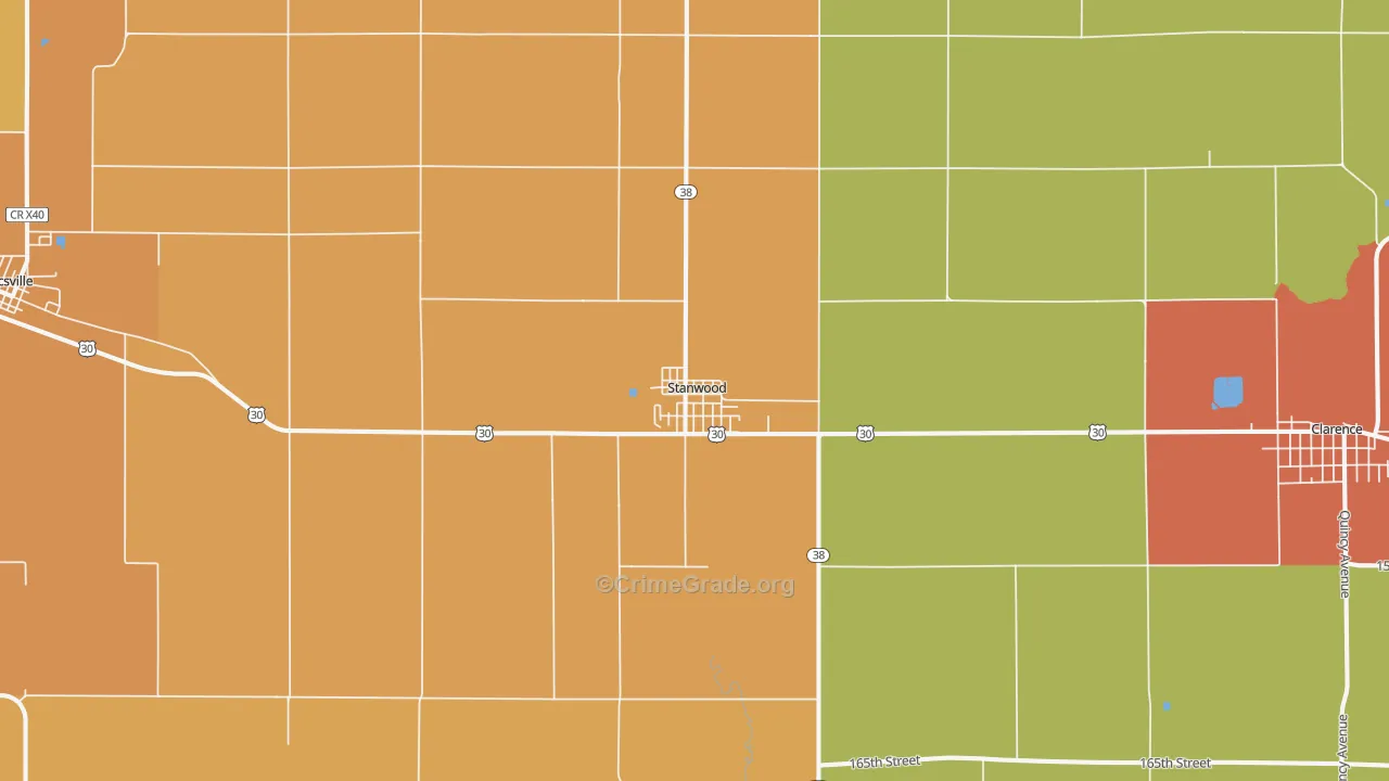 Stanwood, IA Map of Theft Rates