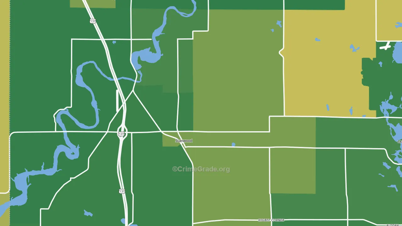 Stanwood, MI Map of Theft Rates
