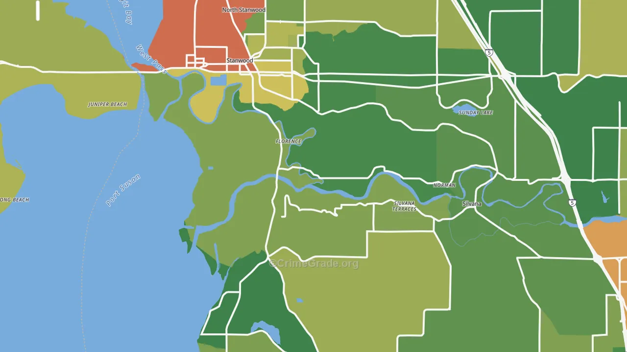 Stanwood, WA Map of Theft Rates