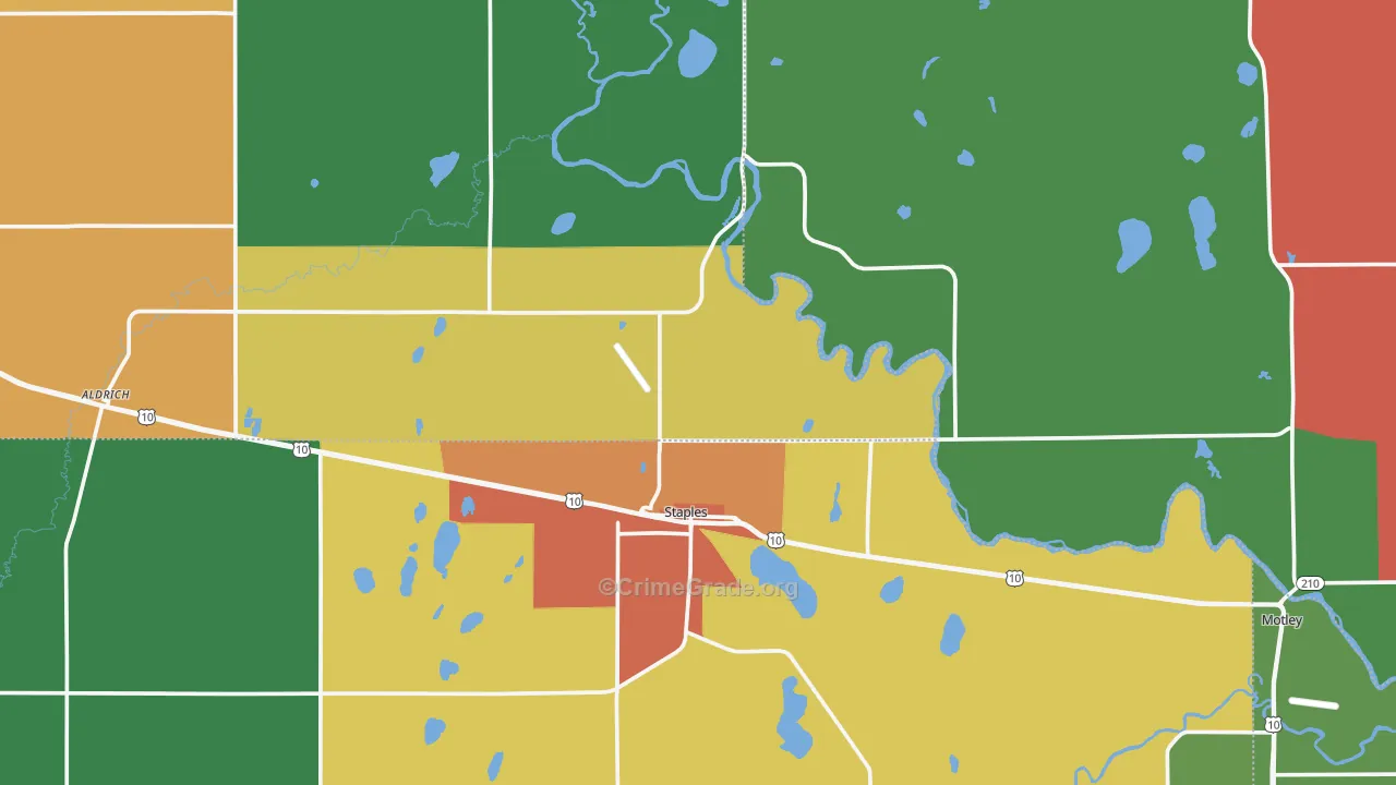 Staples, MN Map of Theft Rates