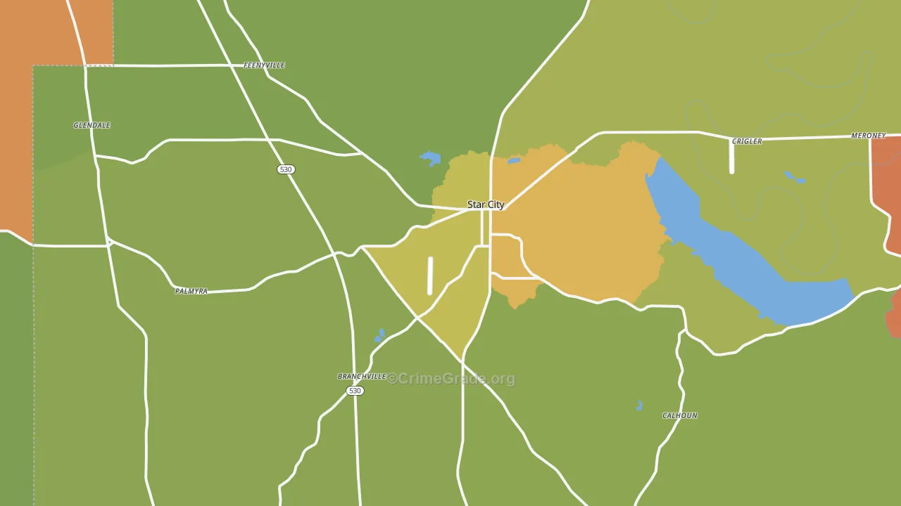 Star City, AR Map of Theft Rates