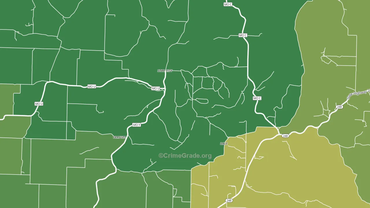 Star City, MO Map of Theft Rates