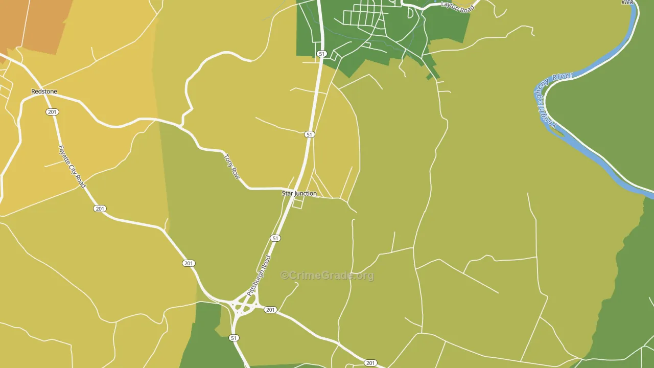 Star Junction, PA Map of Theft Rates