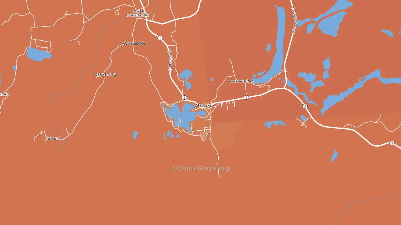 Star Lake, NY Map of Theft Rates