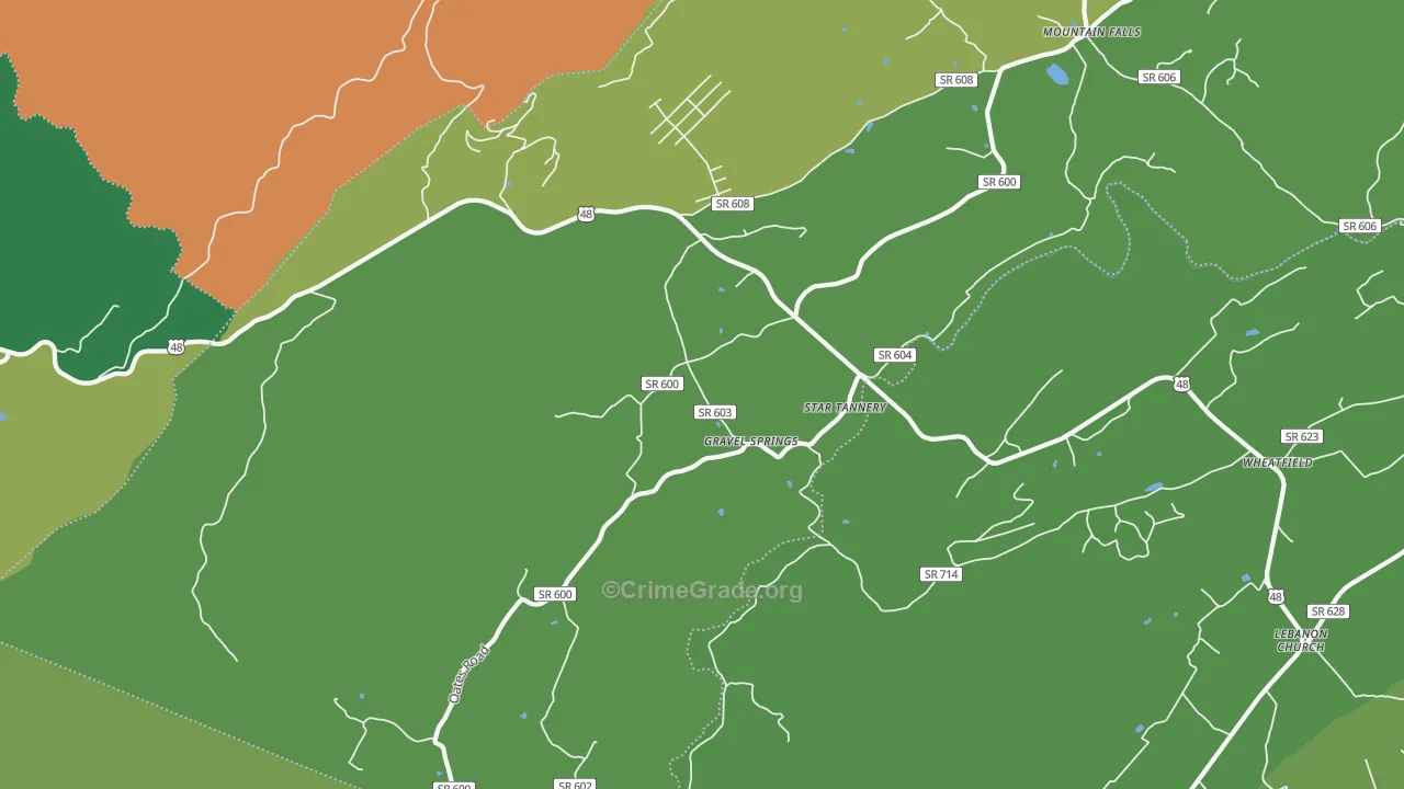 Star Tannery, VA Map of Theft Rates