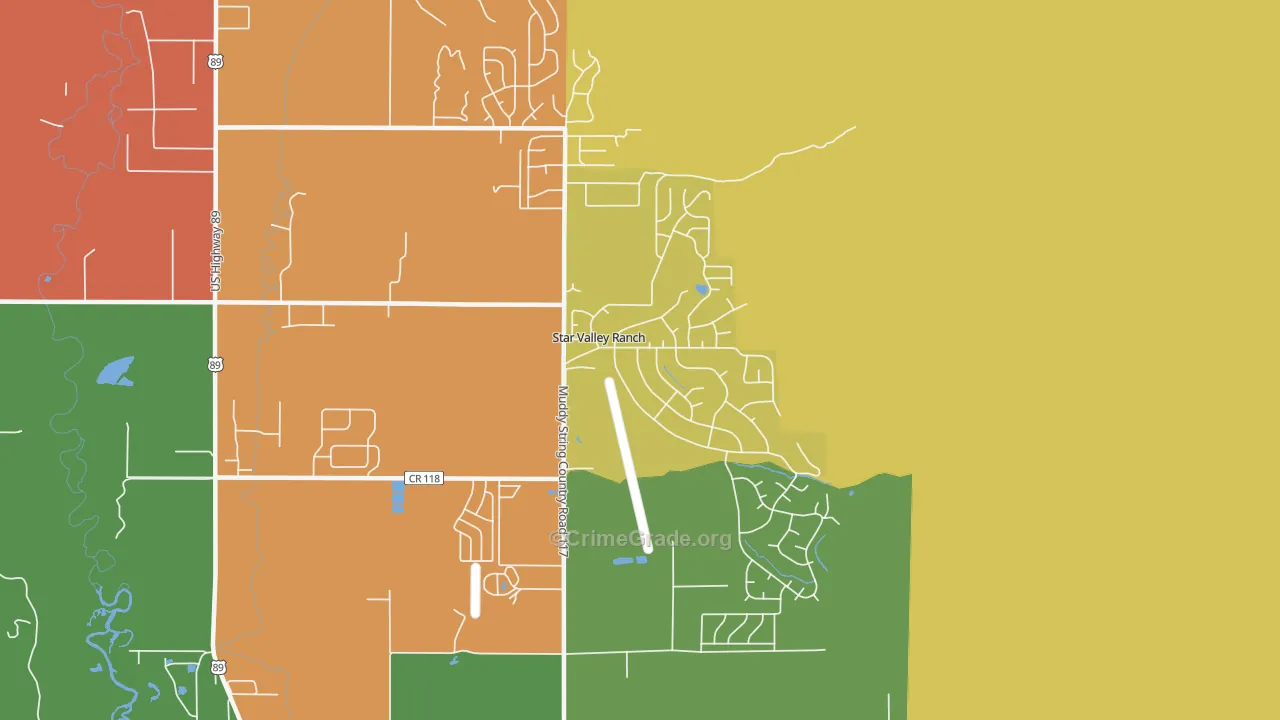 Star Valley Ranch, WY Map of Theft Rates