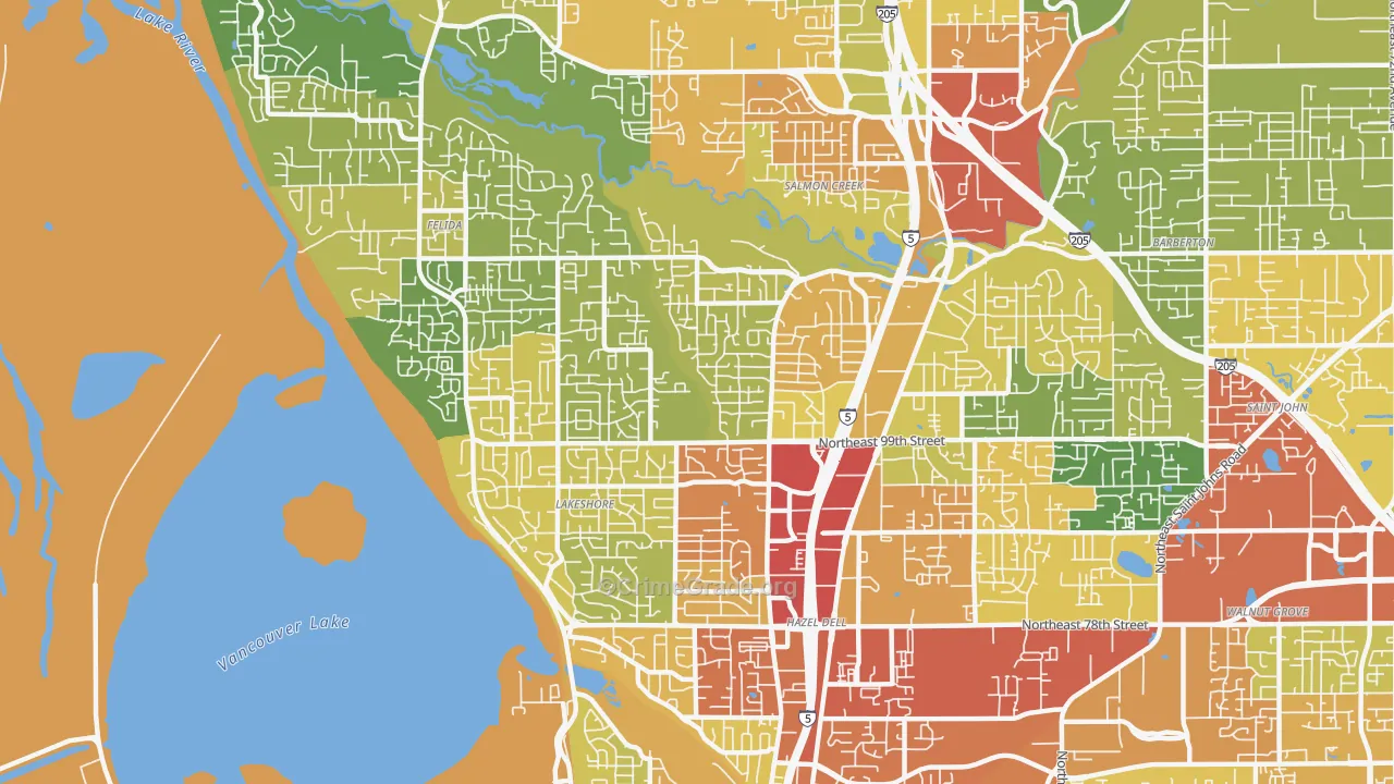 Starcrest, Salmon Creek, WA Map of Theft Rates