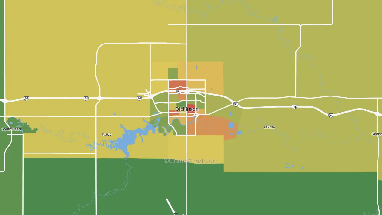 Stark County, ND Map of Theft Rates