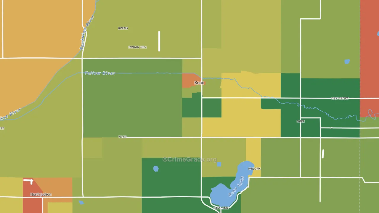 Starke County, IN Map of Theft Rates
