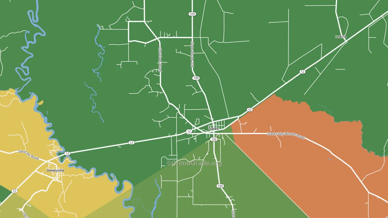 Starks, LA Map of Theft Rates