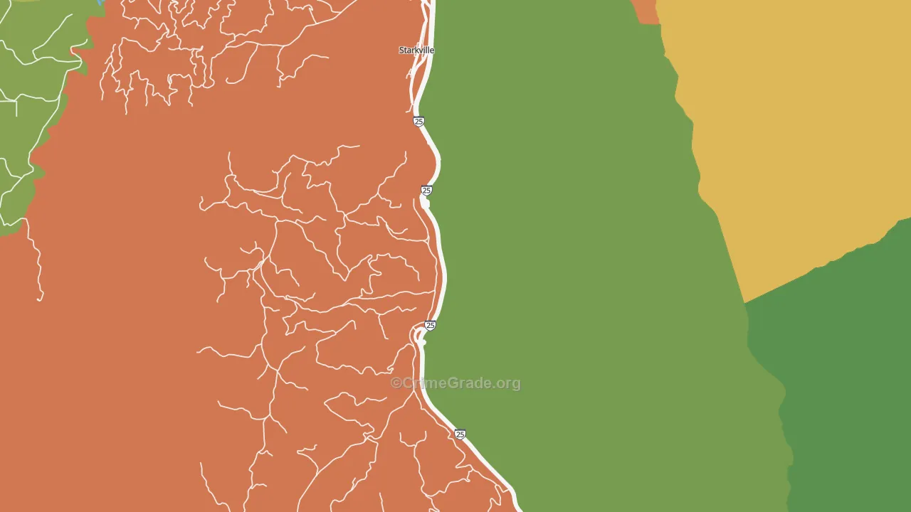 Starkville, CO Map of Theft Rates