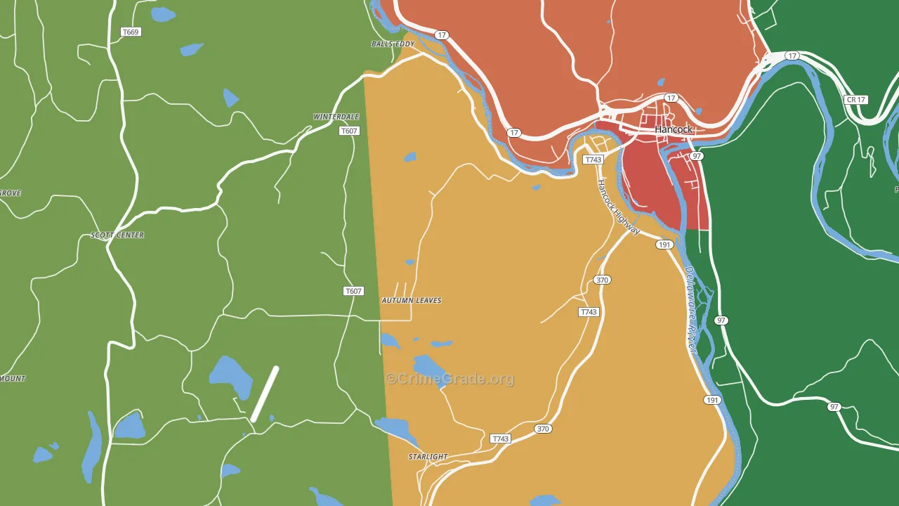 Starlight, PA Map of Theft Rates