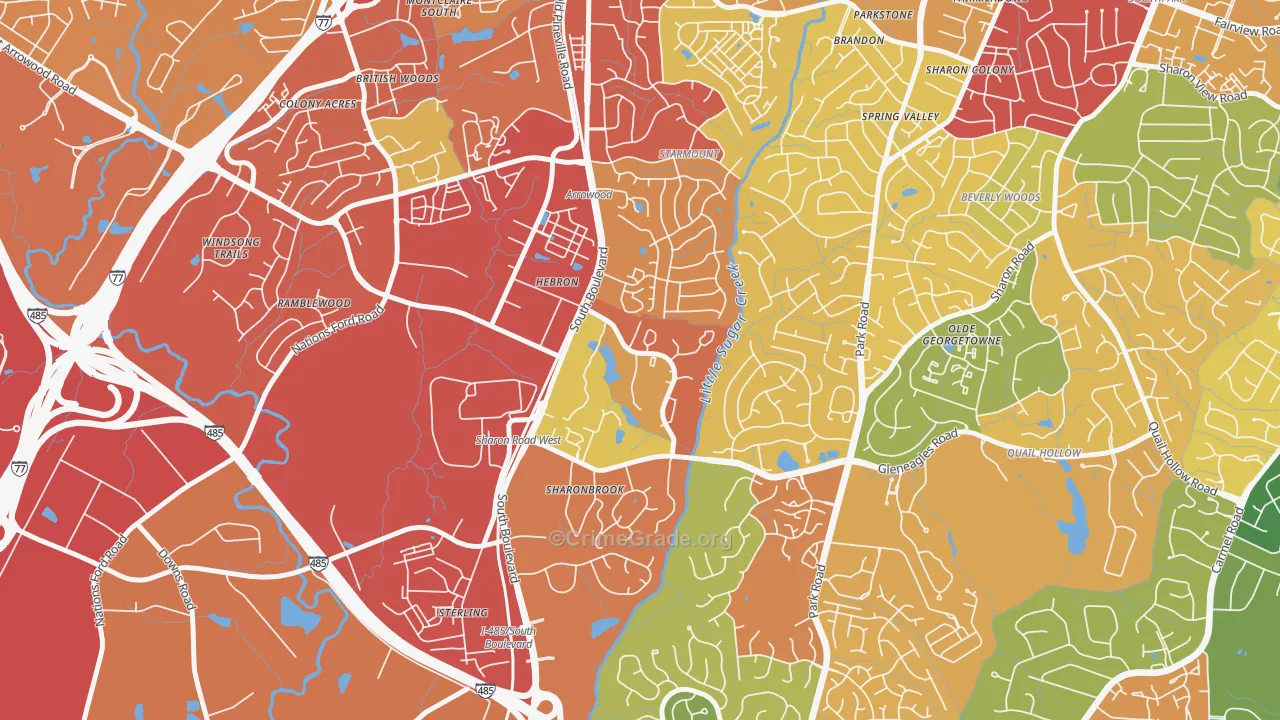 Starmount Forest-Charlotte, Charlotte, NC Map of Theft Rates