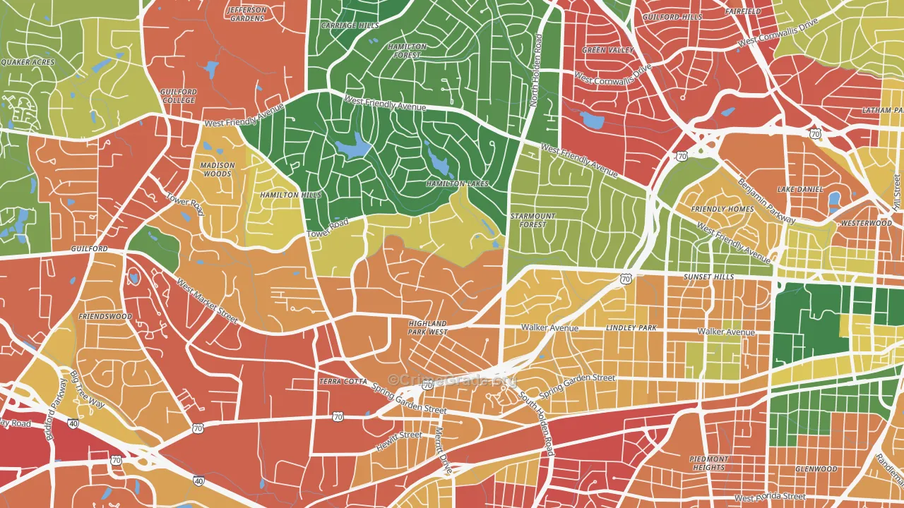 Starmount Forest, Greensboro, NC Map of Theft Rates