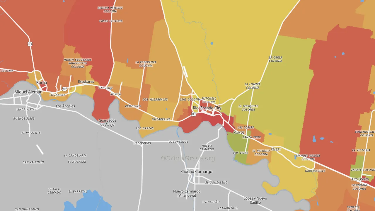 Starr County, TX Map of Theft Rates