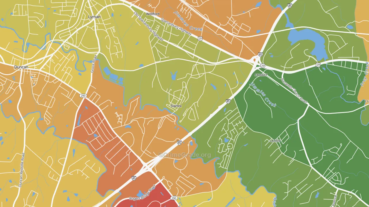 Startex, SC Map of Theft Rates