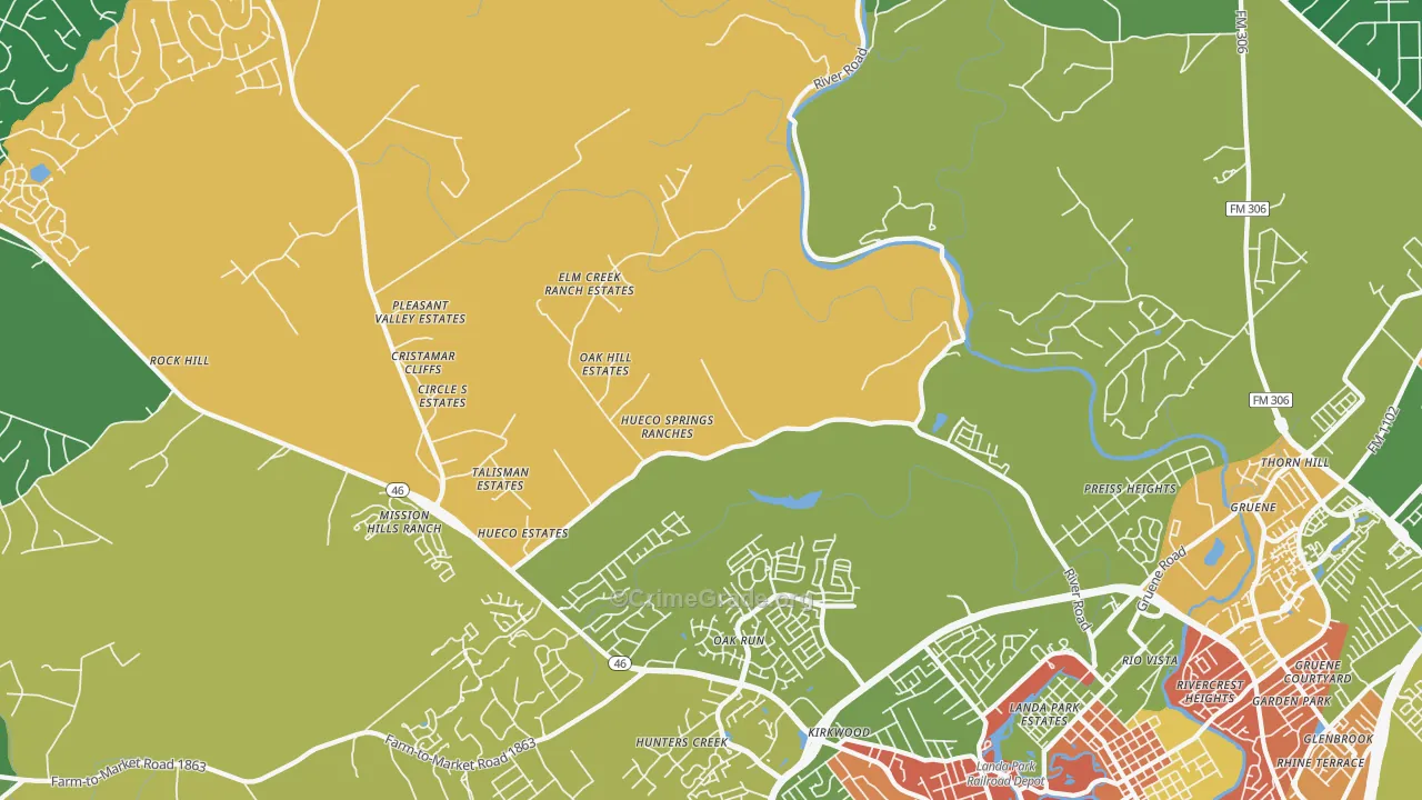 Startzville, TX Map of Theft Rates