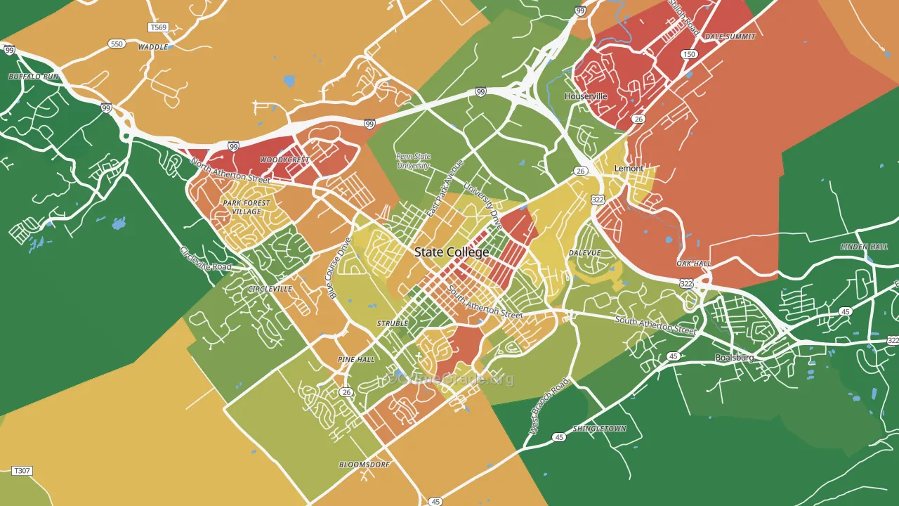 State College, PA Map of Theft Rates
