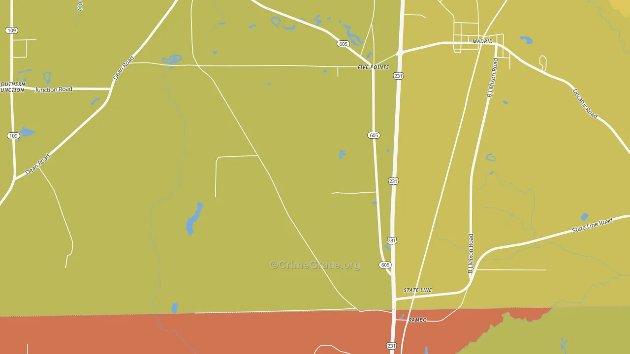 State Line, AL Map of Theft Rates
