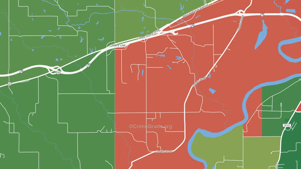 State Line, IN Map of Theft Rates