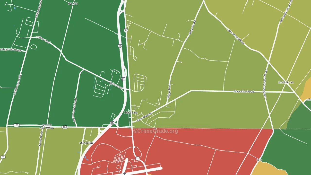 State Line, PA Map of Theft Rates