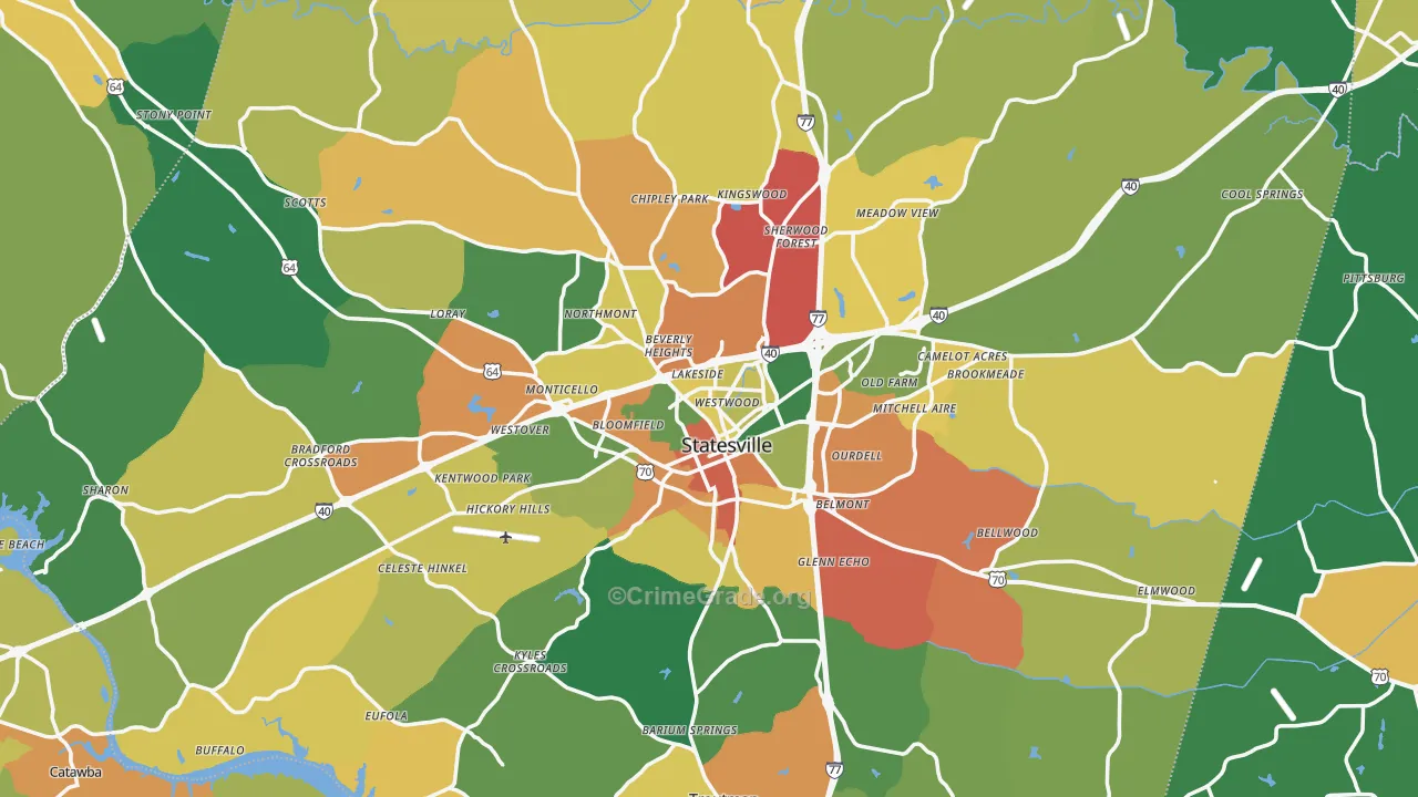 Statesville, NC Map of Theft Rates